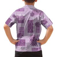 Vintage Lapita Kid Hawaiian Shirt Iconic Double Face Pattern Violet