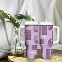 Vintage Lapita Tumbler With Handle Iconic Double Face Pattern Violet