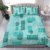 Vintage Lapita Bedding Set Iconic Double Face Pattern Turquoise