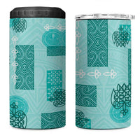 Vintage Lapita 4 in 1 Can Cooler Tumbler Iconic Double Face Pattern Turquoise