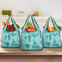 Vintage Lapita Grocery Bag Iconic Double Face Pattern Turquoise