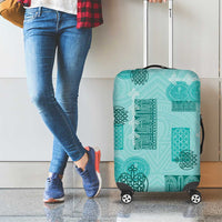 Vintage Lapita Luggage Cover Iconic Double Face Pattern Turquoise