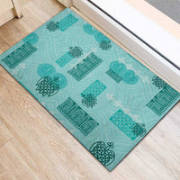 Vintage Lapita Rubber Doormat Iconic Double Face Pattern Turquoise
