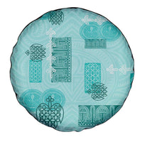 Vintage Lapita Spare Tire Cover Iconic Double Face Pattern Turquoise