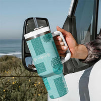 Vintage Lapita Tumbler With Handle Iconic Double Face Pattern Turquoise