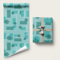 Vintage Lapita Wrapping Paper Iconic Double Face Pattern Turquoise - Polynesian Pride