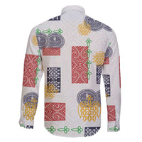 Vintage Lapita Family Matching Off The Shoulder Long Sleeve Dress and Hawaiian Shirt Iconic Double Face Pattern