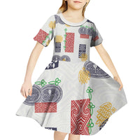 Vintage Lapita Kid Short Sleeve Dress Iconic Double Face Pattern