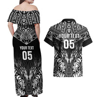 Custom New Zealand Fishing Couples Matching Off Shoulder Maxi Dress and Hawaiian Shirt Aotearoa Maori Koru - Polynesian Pride