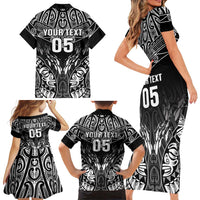 Custom New Zealand Fishing Family Matching Short Sleeve Bodycon Dress and Hawaiian Shirt Aotearoa Maori Koru - Polynesian Pride