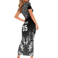 Custom New Zealand Fishing Family Matching Short Sleeve Bodycon Dress and Hawaiian Shirt Aotearoa Maori Koru - Polynesian Pride
