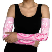 Personalised Memorial Pink Breast Cancer Awareness Arm Sleeves Plumeria Floral Tribal Pattern LT05 - Polynesian Pride
