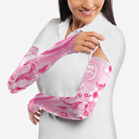 Personalised Memorial Pink Breast Cancer Awareness Arm Sleeves Plumeria Floral Tribal Pattern LT05 - Polynesian Pride