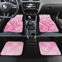 Personalised Memorial Pink Breast Cancer Awareness Car Mats Plumeria Floral Tribal Pattern LT05 Set 4pcs Pink - Polynesian Pride