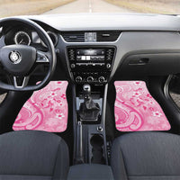 Personalised Memorial Pink Breast Cancer Awareness Car Mats Plumeria Floral Tribal Pattern LT05 Set 2pcs - Front Pink - Polynesian Pride