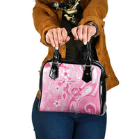 Memorial Pink Breast Cancer Awareness Shoulder Handbag Plumeria Floral Tribal Pattern LT05 One Size Pink - Polynesian Pride