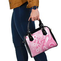 Memorial Pink Breast Cancer Awareness Shoulder Handbag Plumeria Floral Tribal Pattern LT05 - Polynesian Pride
