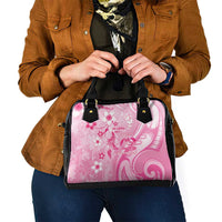 Memorial Pink Breast Cancer Awareness Shoulder Handbag Plumeria Floral Tribal Pattern LT05 - Polynesian Pride