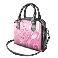 Memorial Pink Breast Cancer Awareness Shoulder Handbag Plumeria Floral Tribal Pattern LT05 - Polynesian Pride