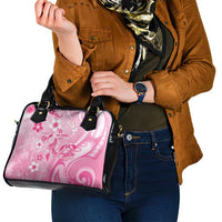 Memorial Pink Breast Cancer Awareness Shoulder Handbag Plumeria Floral Tribal Pattern LT05 - Polynesian Pride