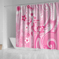 Memorial Pink Breast Cancer Awareness Shower Curtain Plumeria Floral Tribal Pattern LT05 - Polynesian Pride