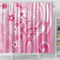 Memorial Pink Breast Cancer Awareness Shower Curtain Plumeria Floral Tribal Pattern LT05 - Polynesian Pride