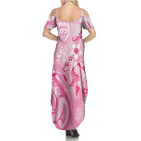 Personalised Memorial Pink Breast Cancer Awareness Summer Maxi Dress Plumeria Floral Tribal Pattern LT05 - Polynesian Pride
