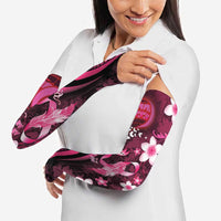 Personalised Memorial Breast Cancer Awareness Arm Sleeves Plumeria Floral Tribal Pattern - Polynesian Pride