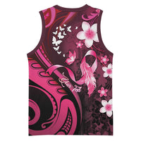 Personalised Memorial Breast Cancer Awareness Basketball Jersey Plumeria Floral Tribal Pattern LT05 - Polynesian Pride