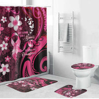 Memorial Breast Cancer Awareness Bathroom Set Plumeria Floral Tribal Pattern LT05 Bathroom Set (4 pcs) Black - Polynesian Pride