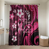Memorial Breast Cancer Awareness Bathroom Set Plumeria Floral Tribal Pattern LT05 Shower Curtain Only Black - Polynesian Pride
