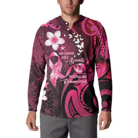 Personalised Memorial Breast Cancer Awareness Button Sweatshirt Plumeria Floral Tribal Pattern LT05 - Polynesian Pride