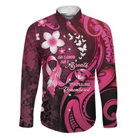 Personalised Memorial Breast Cancer Awareness Family Matching Summer Maxi Dress and Hawaiian Shirt Plumeria Floral Tribal Pattern LT05 Dad's Shirt - Long Sleeve Black - Polynesian Pride