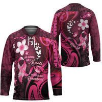 Personalised Memorial Breast Cancer Awareness Hockey Jersey Plumeria Floral Tribal Pattern - Polynesian Pride