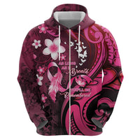 Personalised Memorial Breast Cancer Awareness Hoodie Plumeria Floral Tribal Pattern LT05 - Polynesian Pride