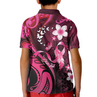 Personalised Memorial Breast Cancer Awareness Kid Polo Shirt Plumeria Floral Tribal Pattern LT05 - Polynesian Pride