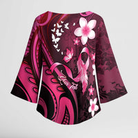 Personalised Memorial Breast Cancer Awareness Kimono Sleeve Blouse Plumeria Floral Tribal Pattern LT05 - Polynesian Pride