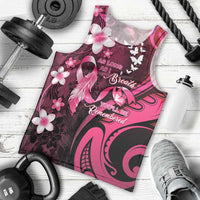 Personalised Memorial Breast Cancer Awareness Men Tank Top Plumeria Floral Tribal Pattern LT05 - Polynesian Pride