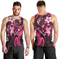 Personalised Memorial Breast Cancer Awareness Men Tank Top Plumeria Floral Tribal Pattern LT05 - Polynesian Pride
