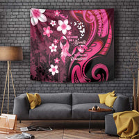 Memorial Breast Cancer Awareness Tapestry Plumeria Floral Tribal Pattern LT05 Black - Polynesian Pride
