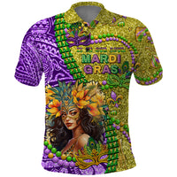 Personalised Hawaii Mardi Gras Polo Shirt Polynesian Pattern With Glitter Style LT05 Yellow - Polynesian Pride