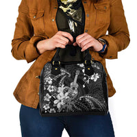 Hawaii Ukulele Shoulder Handbag Polynesian Pattern Mix Hibiscus Black Version