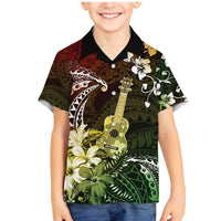 Hawaii Ukulele Family Matching Mermaid Dress and Hawaiian Shirt Polynesian Pattern Mix Hibiscus Reggae Version LT05