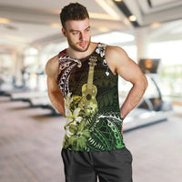 Hawaii Ukulele Men Tank Top Polynesian Pattern Mix Hibiscus Reggae Version LT05