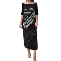 Custom New Zealand Marathon Puletasi Maori Style LT05 Long Dress Black - Polynesian Pride