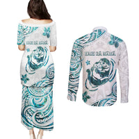 New Zealand Aotearoa Hari Ra Mama Couples Matching Puletasi and Long Sleeve Button Shirt A Mother's Love Is Like No Otter LT05 - Polynesian Pride