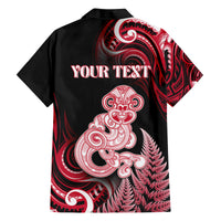 Personalised New Zealand Maori Taniwha Family Matching Summer Maxi Dress and Hawaiian Shirt Silver Fern Red Version