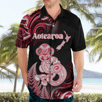 Personalised New Zealand Maori Taniwha Hawaiian Shirt Silver Fern Red Version LT05 - Polynesian Pride