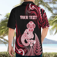 Personalised New Zealand Maori Taniwha Hawaiian Shirt Silver Fern Red Version LT05 - Polynesian Pride