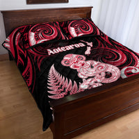 New Zealand Maori Taniwha Quilt Bed Set Silver Fern Red Version